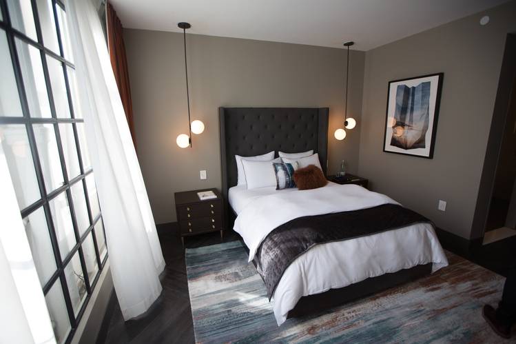 A mock-up of a potential design for West Elm's new hotel guest rooms | West Elm