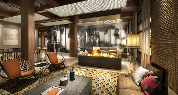 An interior rendering of the lobby area | Canopy by Hilton