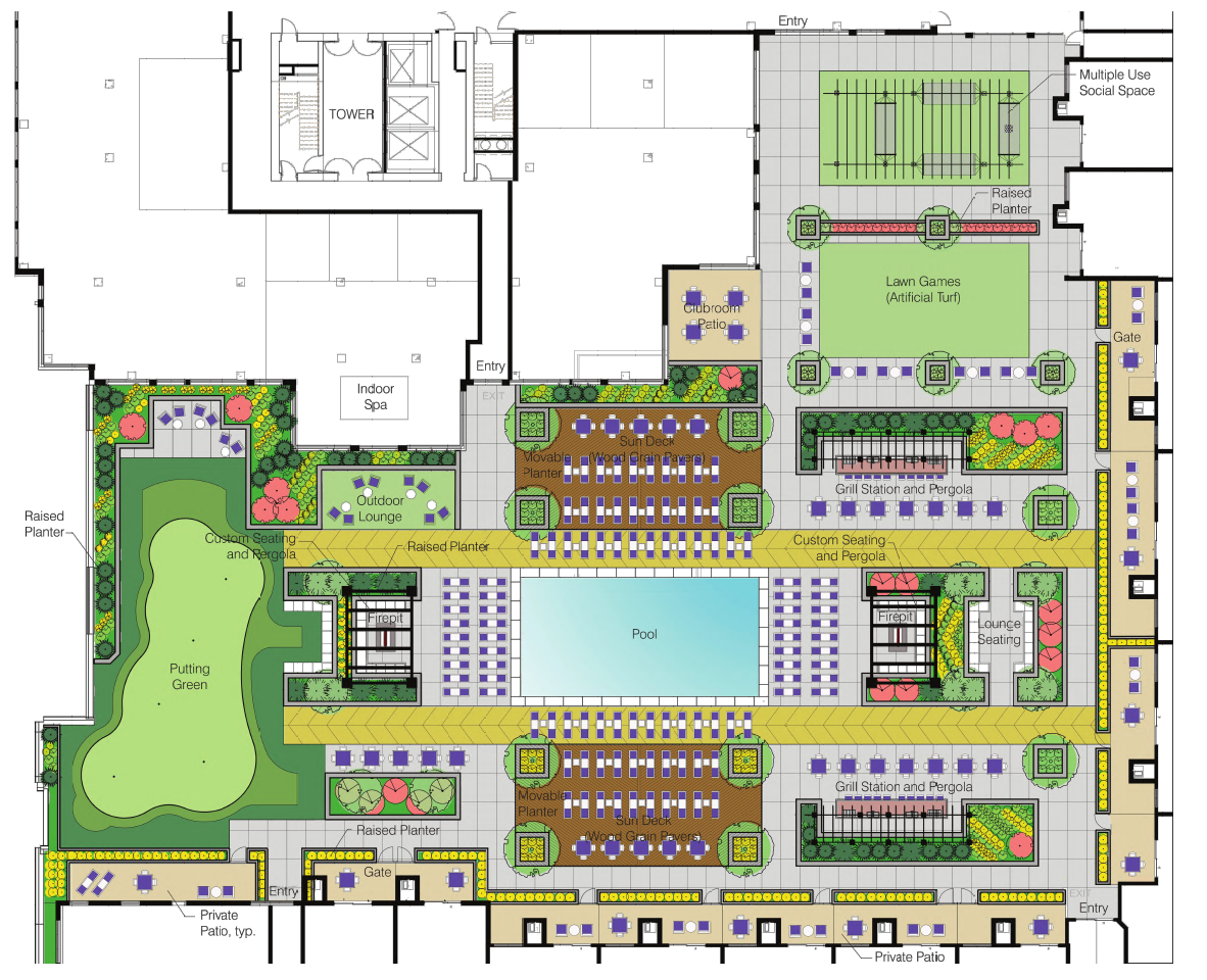 Plans for the outdoor amenity deck