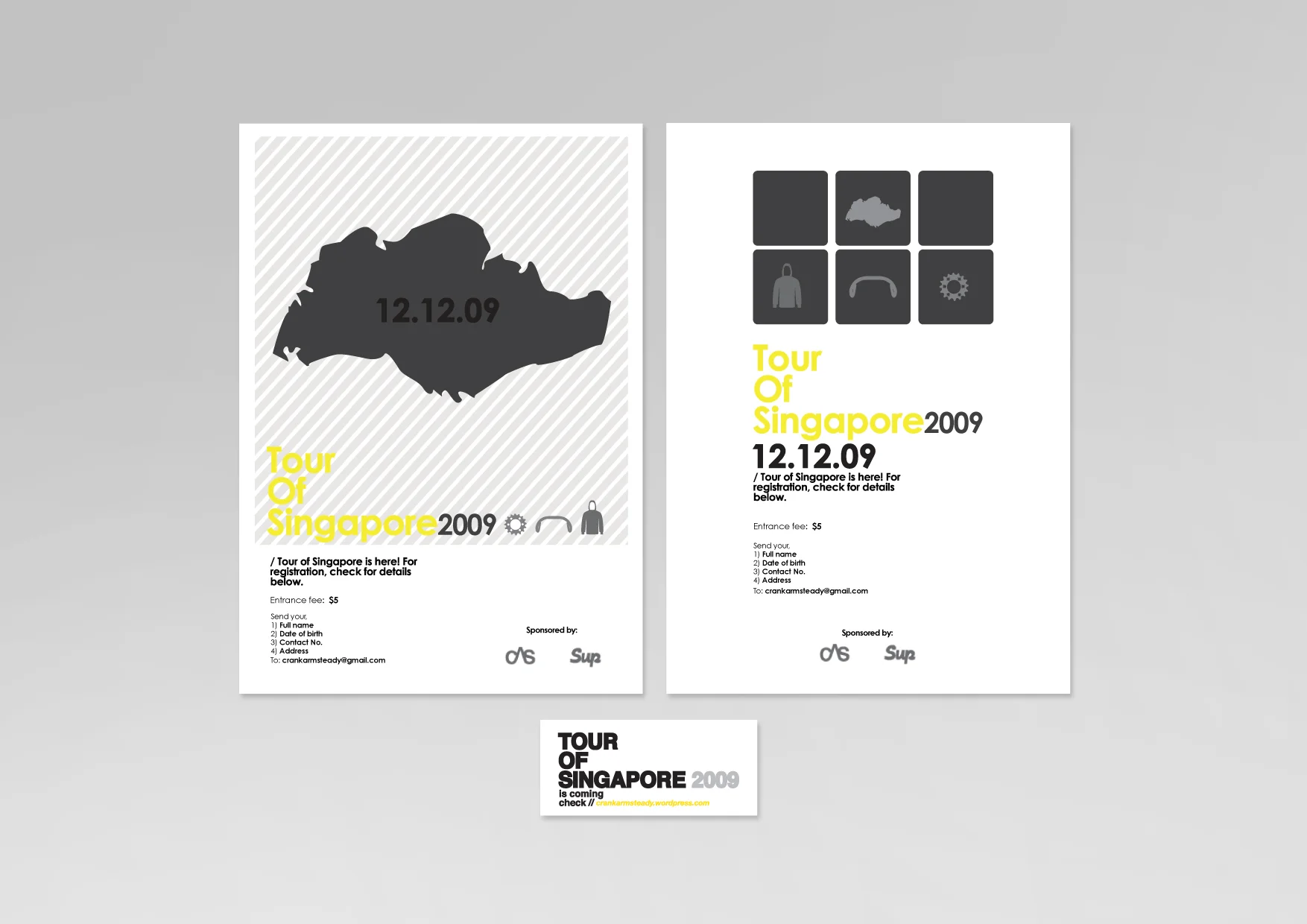 (Personal Work) CLIENT: Crank Arm Steady / Sup Clothing PROJECT DESCRIPTION: Designed a set of posters and stickers for a local cycling event that incorporated clear and modern imagery.