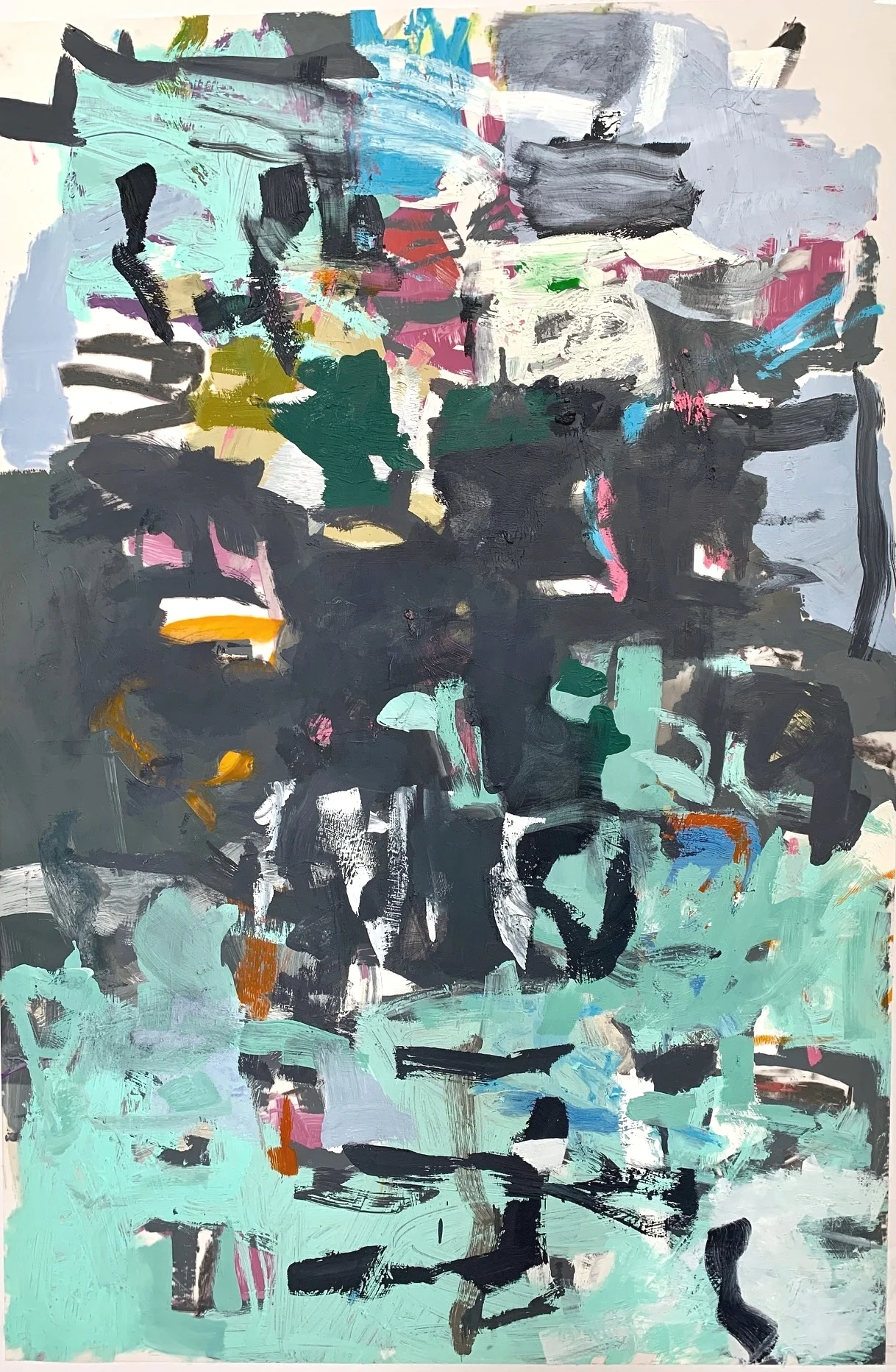 Upstream 2019 23 x 35 inches Oil on Mylar