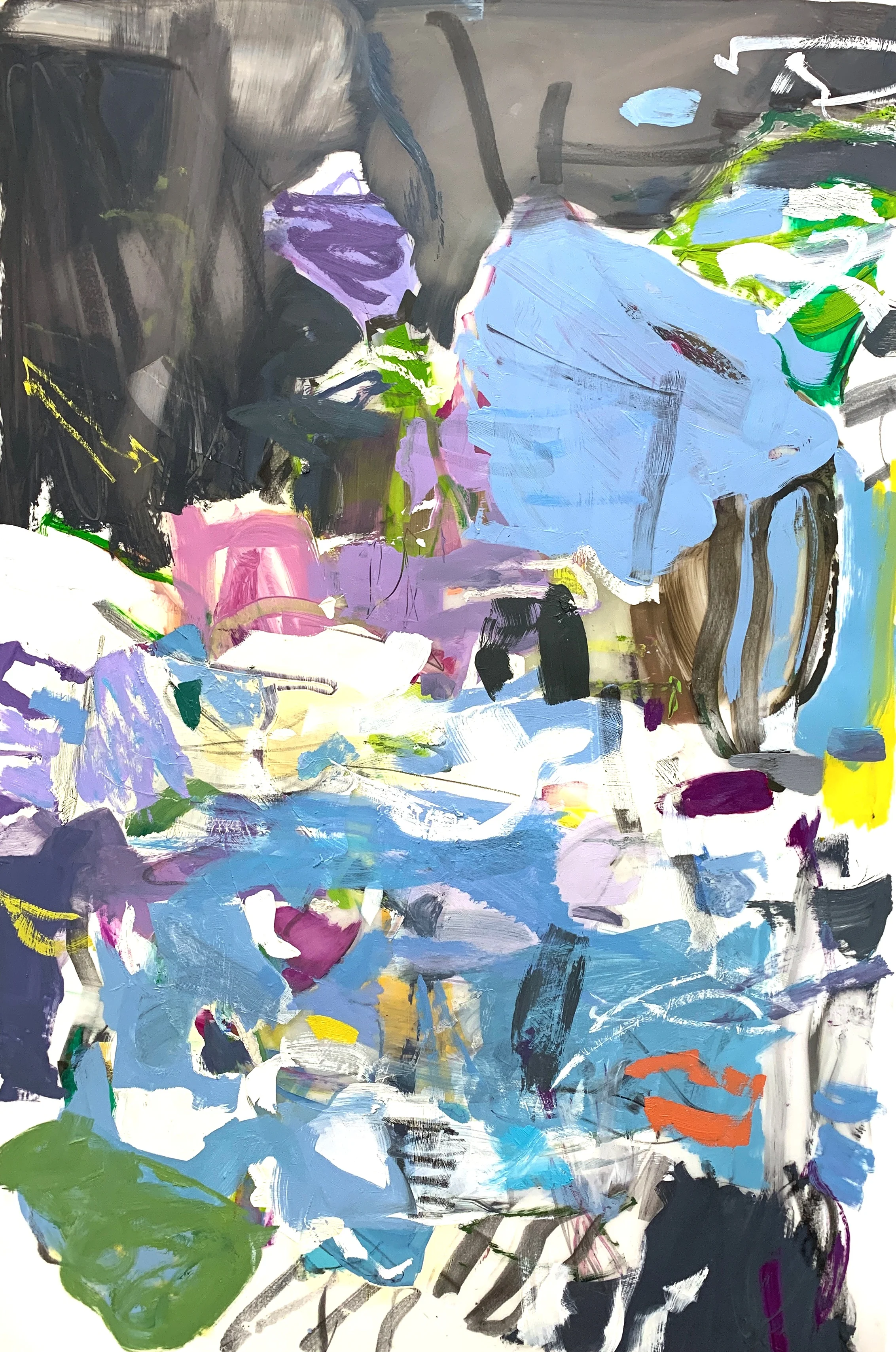 Reservoir , 2019, Oil/Oil Pastel on Mylar, 23 × 35 inches