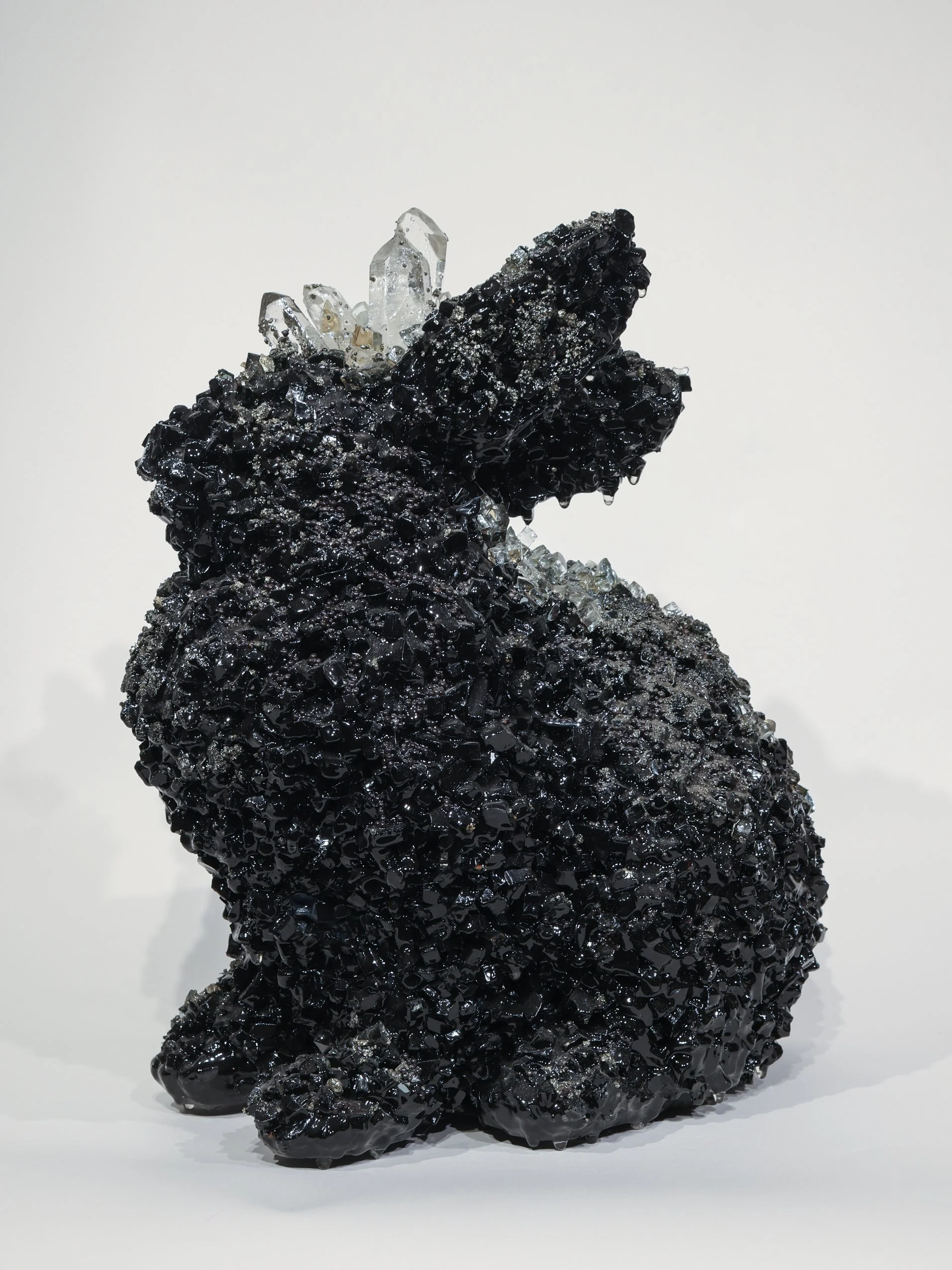 March Hare, Glass, Resin Quartz Crystals, Steel, 13.5 x 11 x 7 inches, 2020