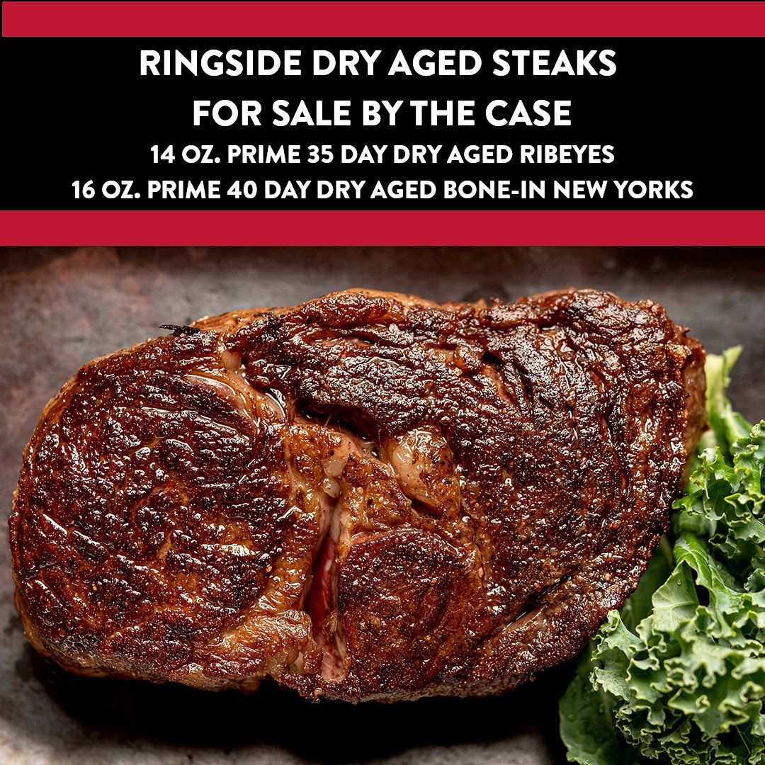 Grilling season approaches and RingSide signature steaks by the case are back!  Available on our website for pre-order now we have our Dry-Aged Ribeyes and New Yorks. #bestseatsintown #since1944 #ringsidesteakhouse
