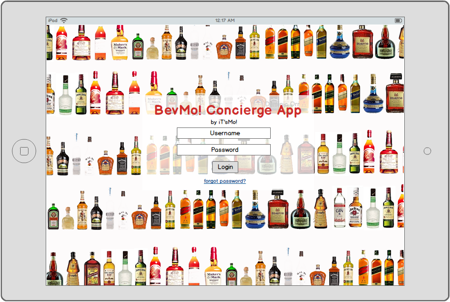 BevMo! Concierge App Login Page