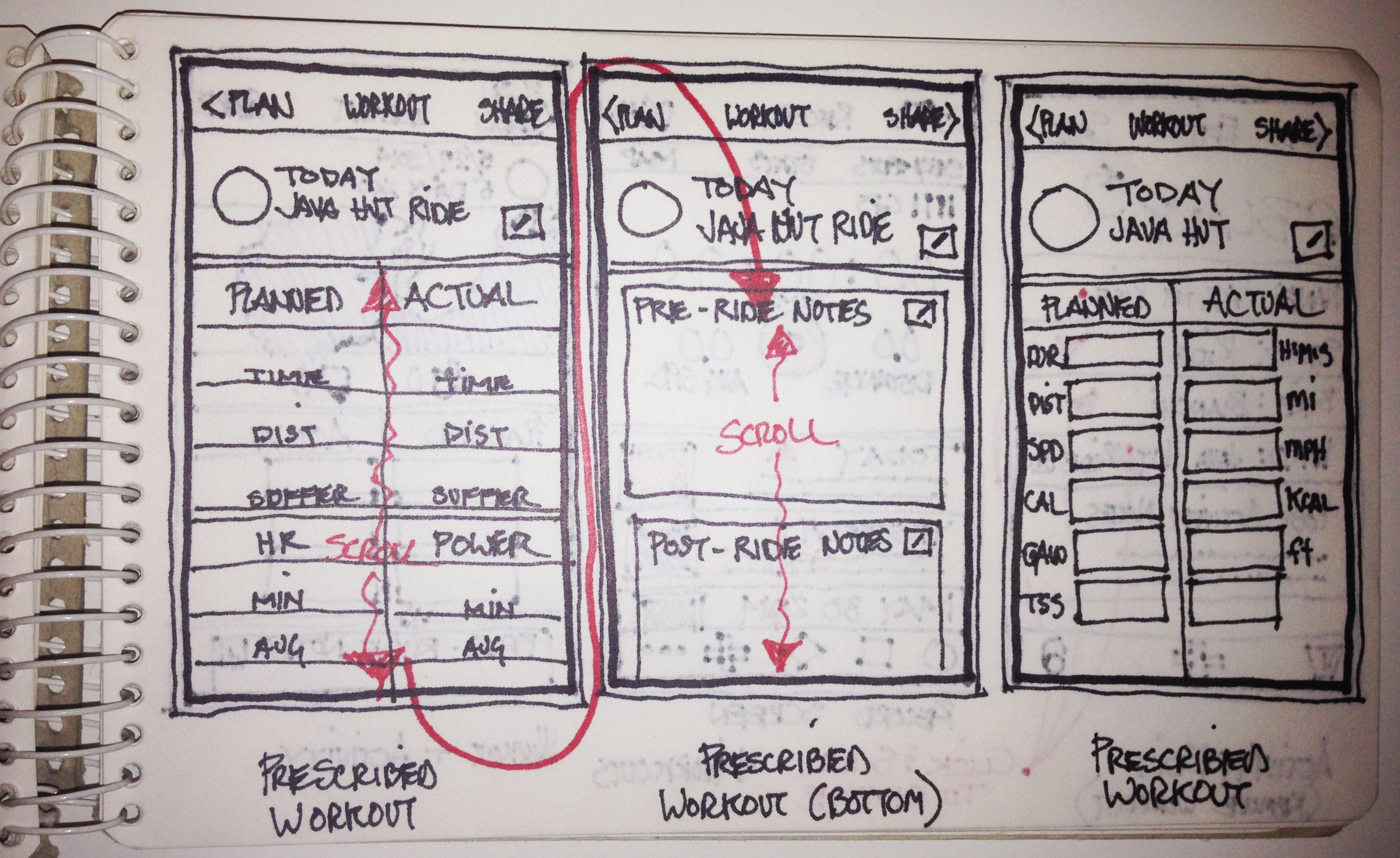 Workout Details- Scrolling to see additional notes from the coach