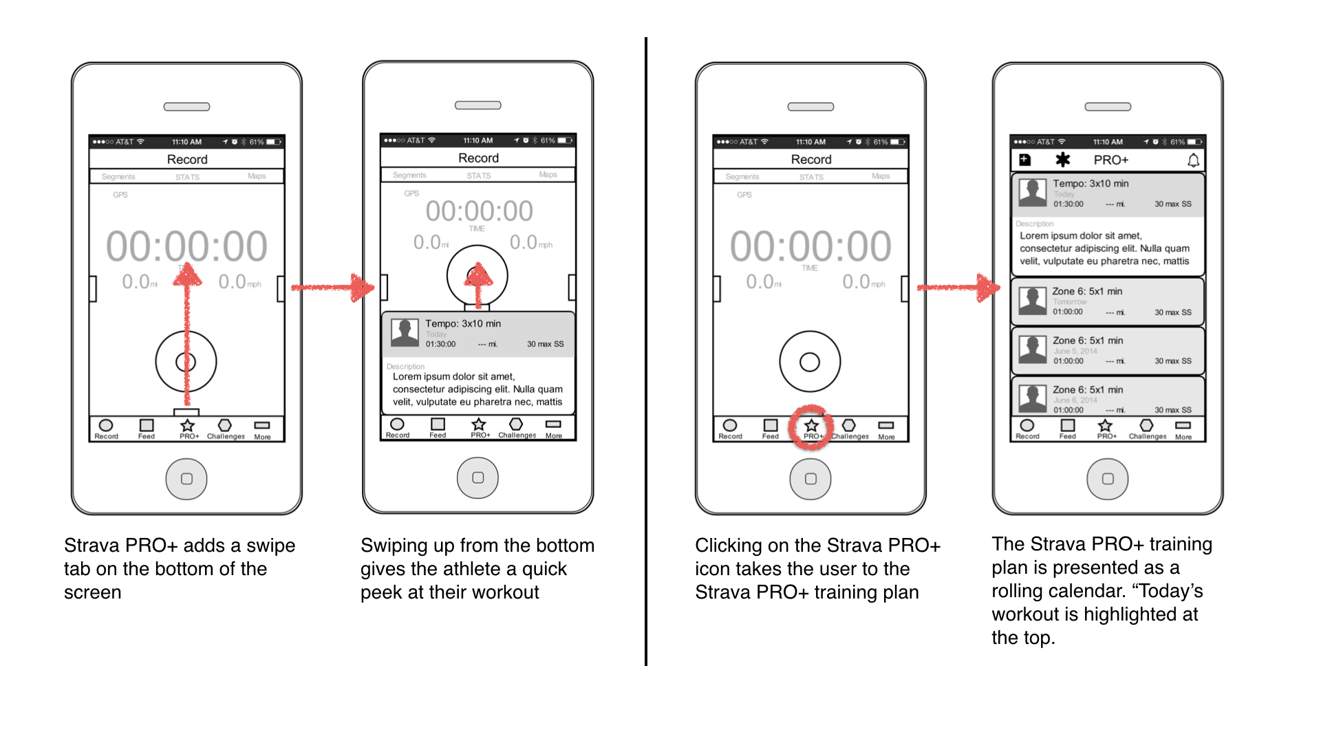 1.) Referencing a workout from the Record Activity Screen. 2.) Viewing the Training Plan
