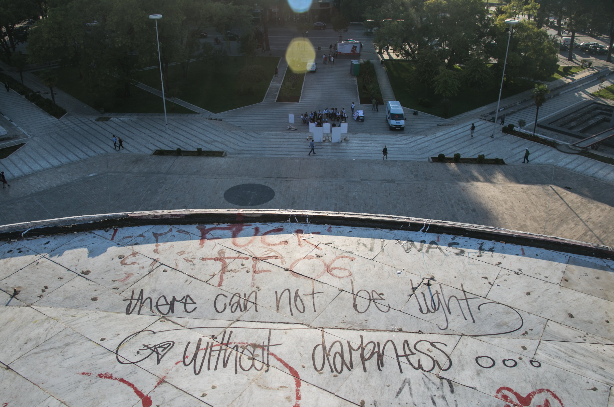  Grafiti atop the Pyramid of Tirana.&nbsp; 