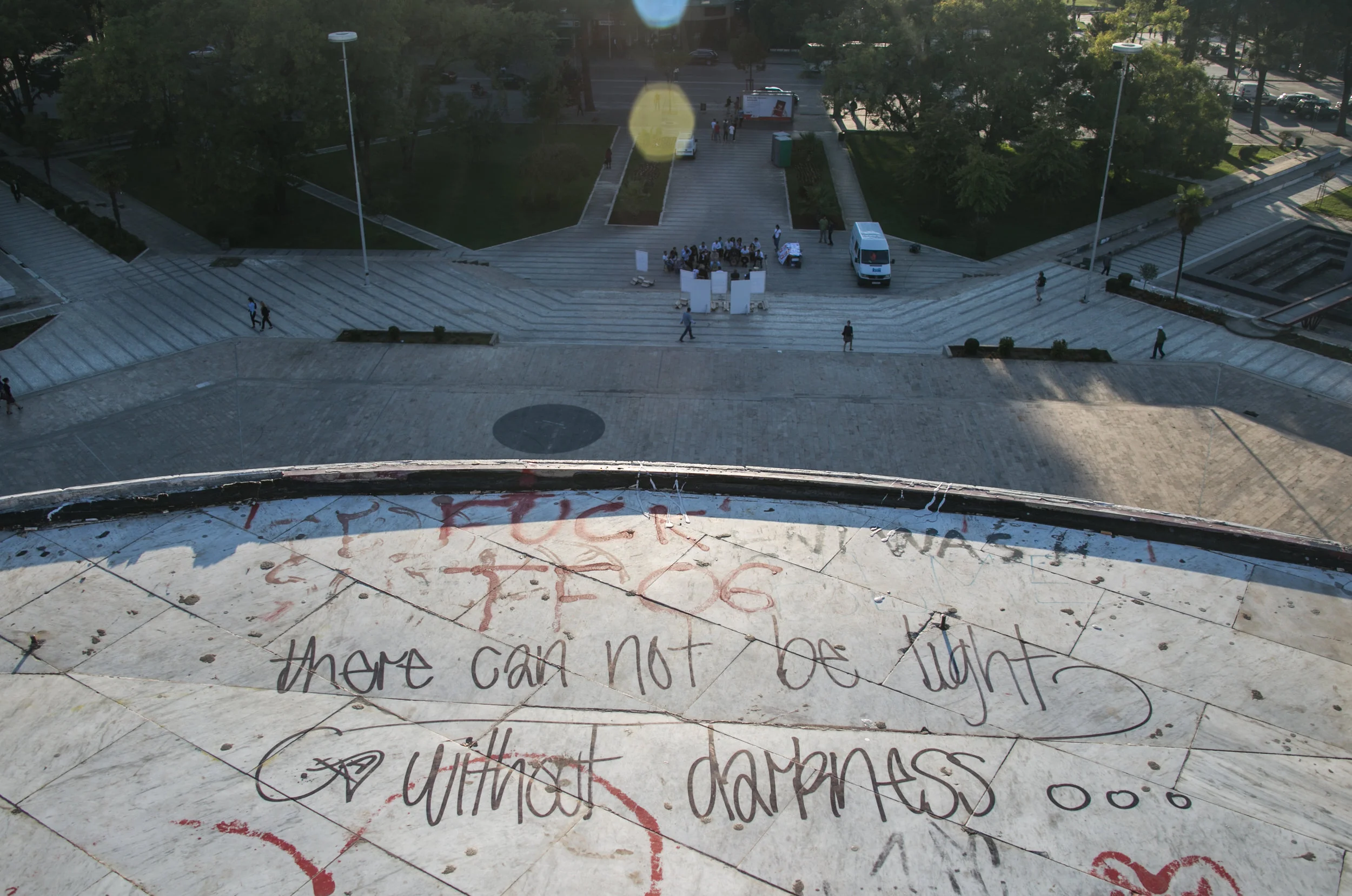 Grafiti atop the Pyramid of Tirana. 