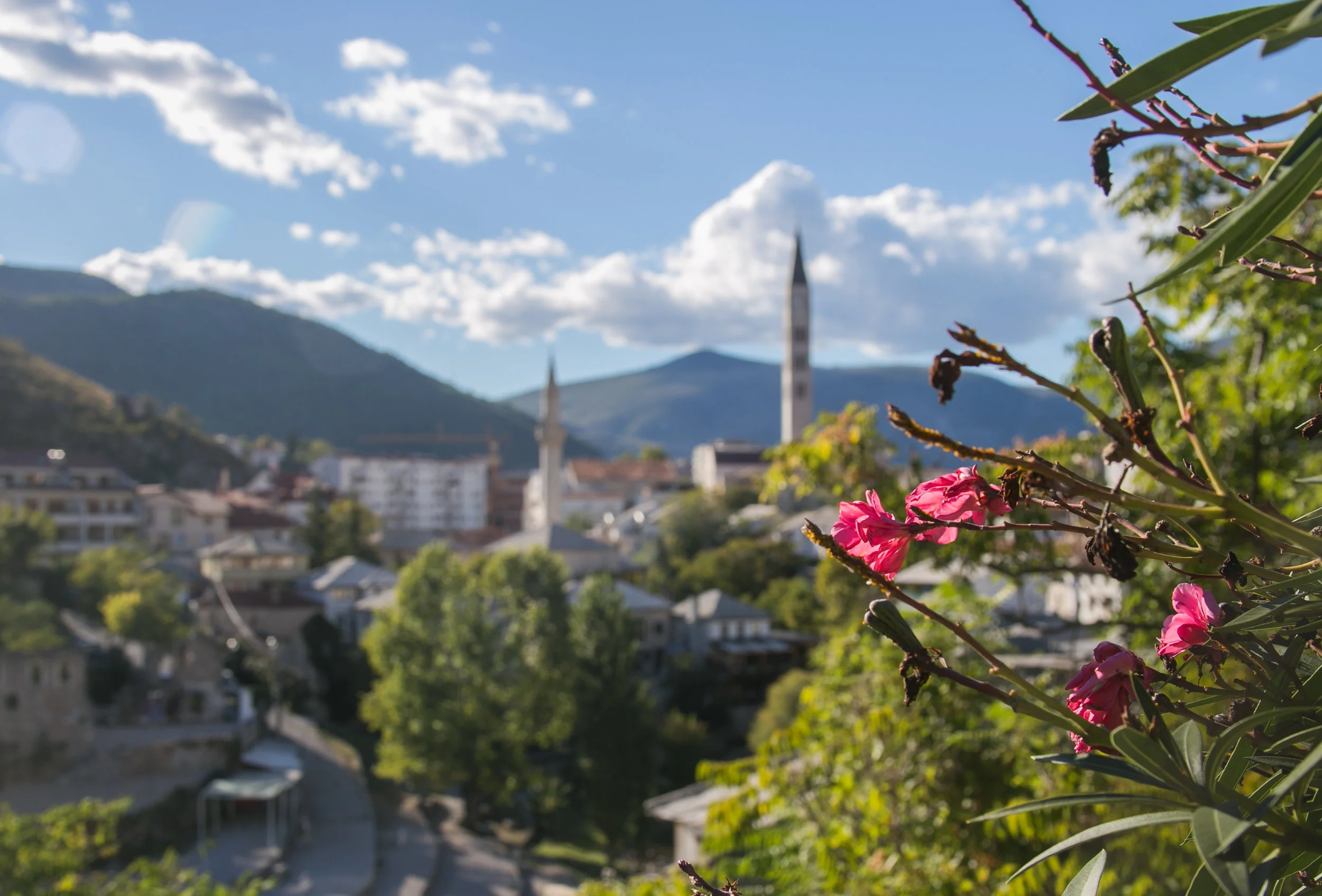 A view of Mostar from one of the public parks along the river. 
