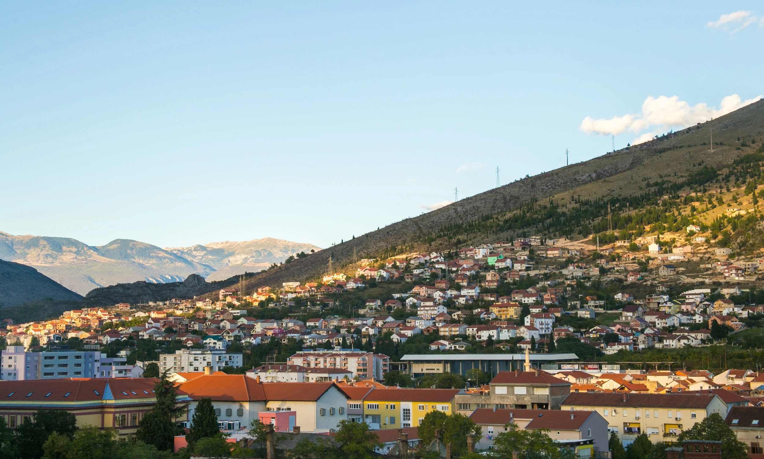 A view of suburban Mostar from the 7th floor of an abandoned sniper tower left over from the Bosnian War. 