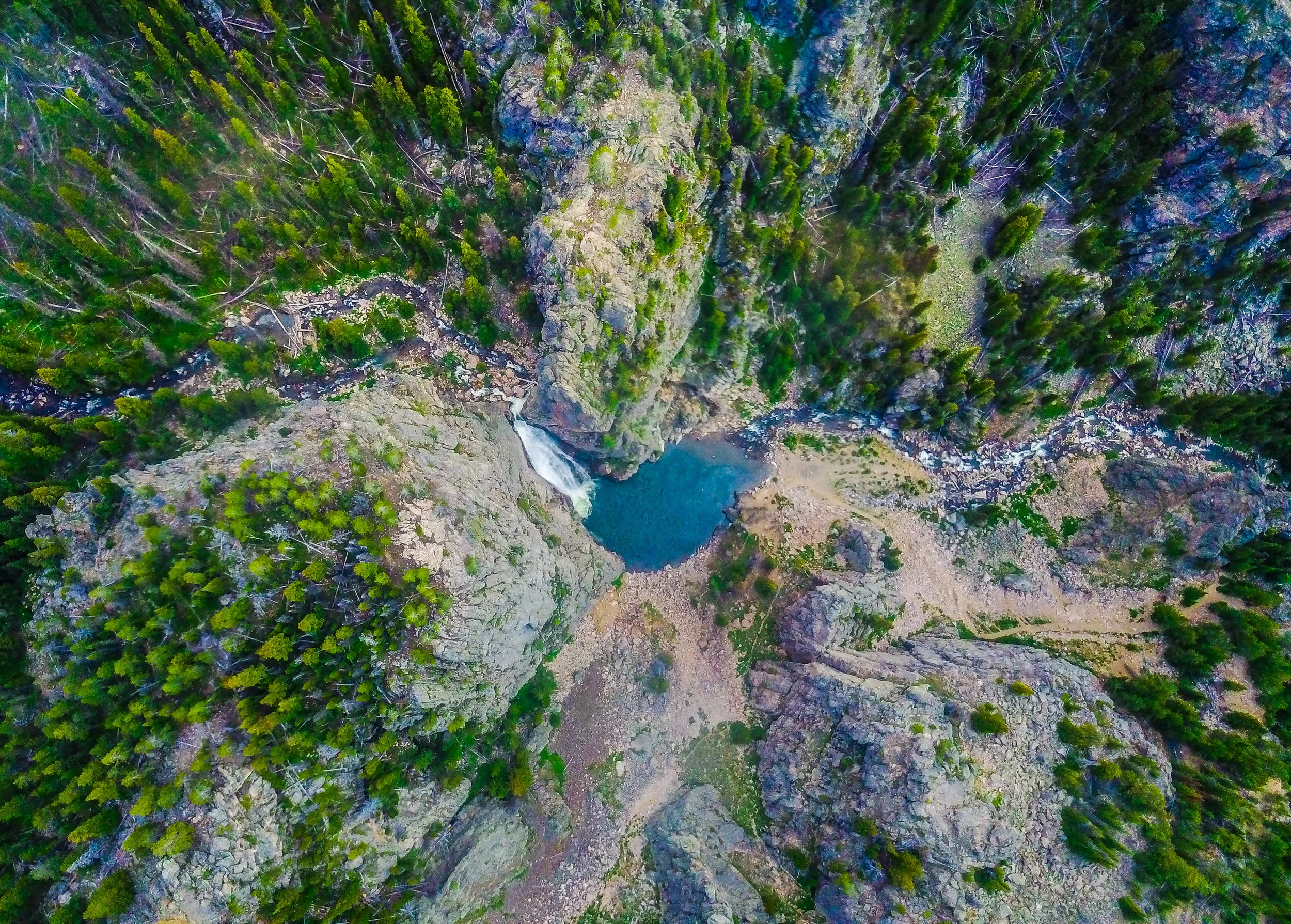 Porcupine Falls, Big Horn National Forest, WY - Drone Elevation 430 meters
