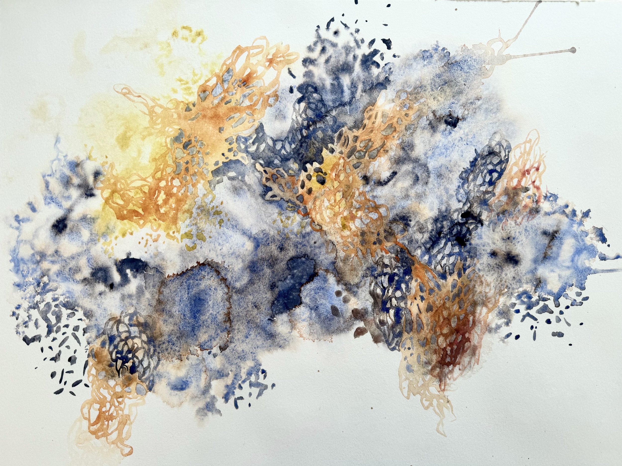 "Matrix (3)" 2024, Watercolor on Paper, 12 X 16 inches