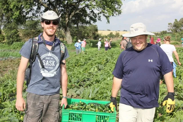 Pictured above, PotashCorp volunteers help with a harvest.