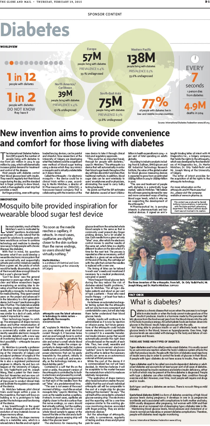 Mosquito bite provided inspiration for wearable blood sugar test device 