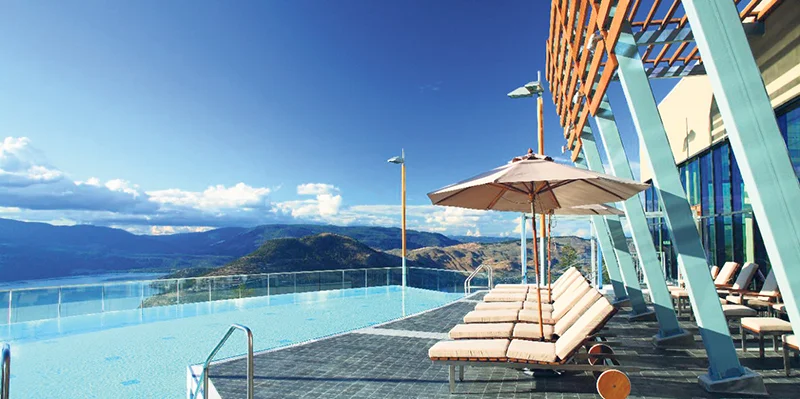 The infinity pool at Sparkling Hill Resort, a five-minute drive from the Lodge. supplied