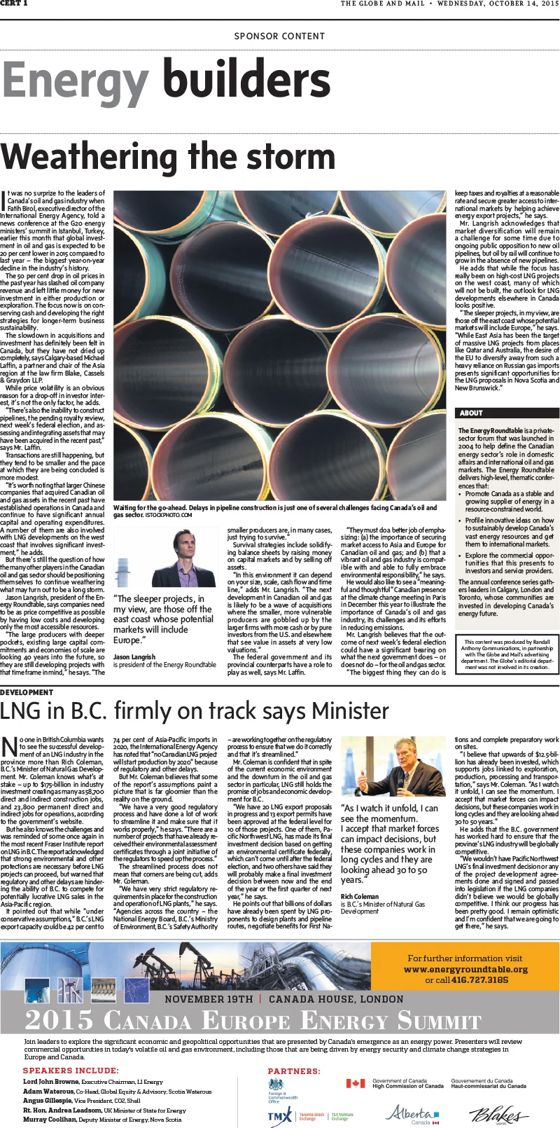 LNG in B.C. firmly on track says Minister