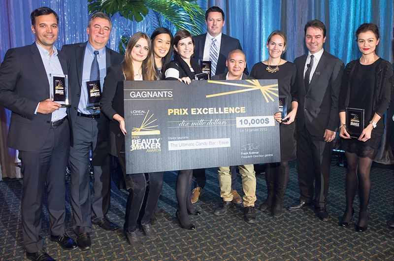 The winning team from the 2014 Beauty Shaker Awards earned a $10,000 cheque and recognition for its clever “Ultimate Essie Candy Bar” project, which boosted product sales among major retailers. supplied