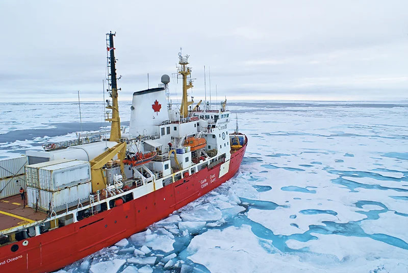 The Amundsen holds numerous internal and external laboratory spaces and an impressive array of instruments that allow it to complete research assignments in addition to its icebreaking duties for the Canadian Coast Guard. Martin Fortier/ArcticNet