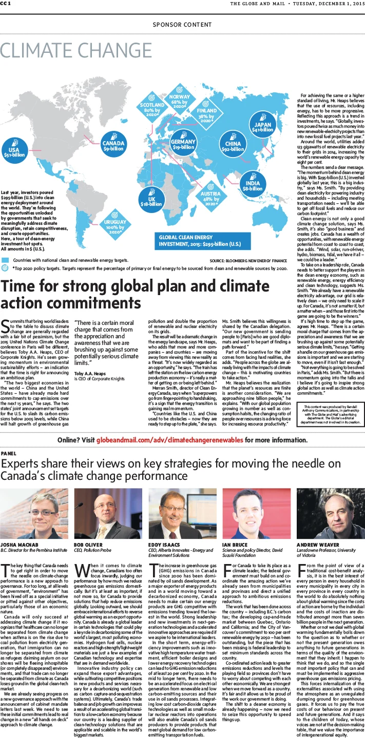 Time for strong global plan and climate action commitments