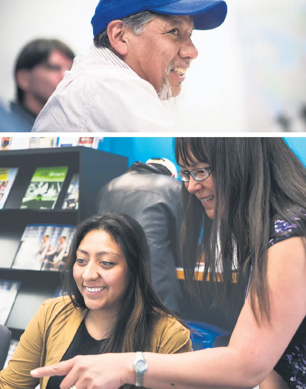 Among the western schools answering the call to lift members of underrepresented groups into the labour force are Simon Fraser University, which offered coding training to low-income Vancouver residents (top), and Bow Valley College, which participates in the the Alberta Aboriginal Construction Career Centres program (bottom). supplied