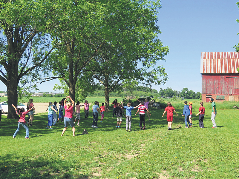 School group tours of the Diabetes Management & Education Centre at the Banting Homestead Heritage Park in Alliston, Ontario, begin with 15 to 20 minutes of exercise to emphasize the importance of physical activity to reduce the risk of type 2 diabetes. Sir Frederick Banting Legacy Foundation