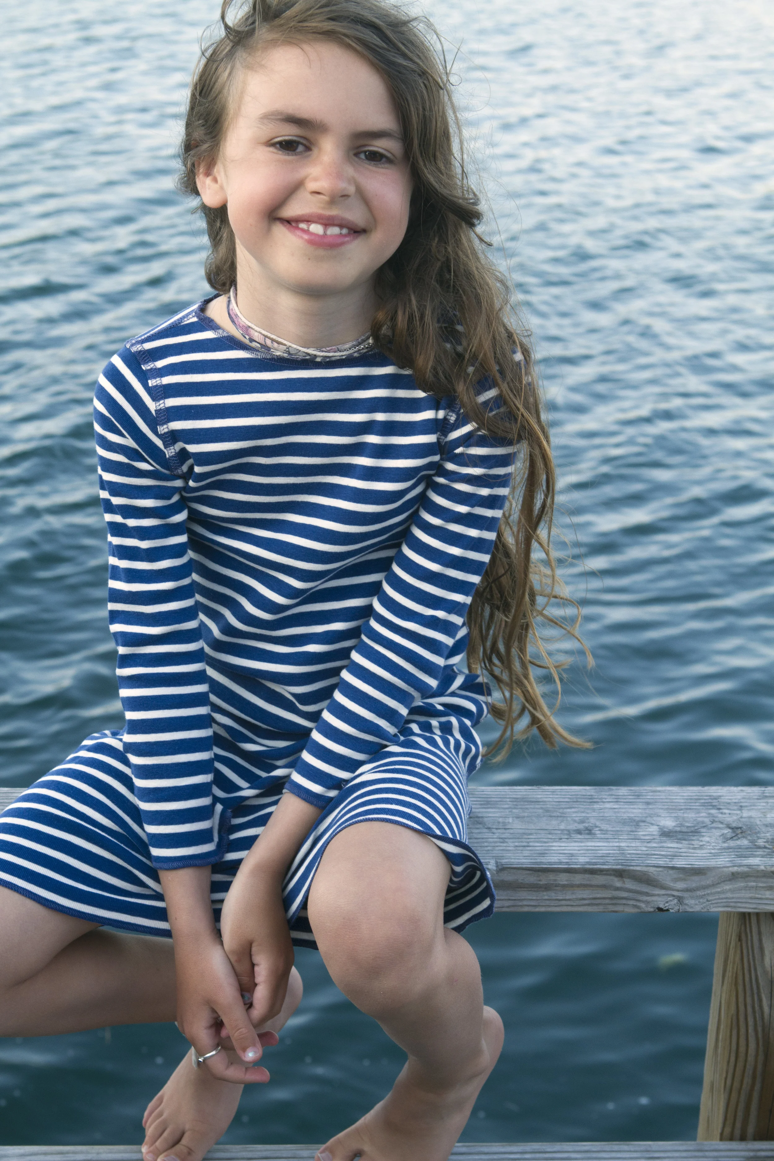 STRIPE T DRESS IN NAVY/NATURAL  Sailor Rose
