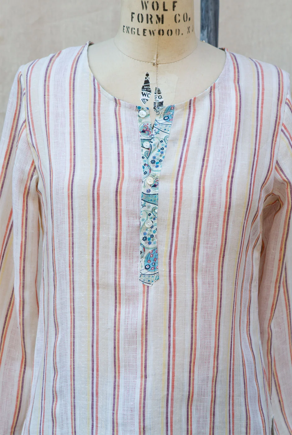 sailorrose_KURTA STRIPED_LINEN_with_LIBERTY_PAISLEY_TRIM_front_detail.jpg