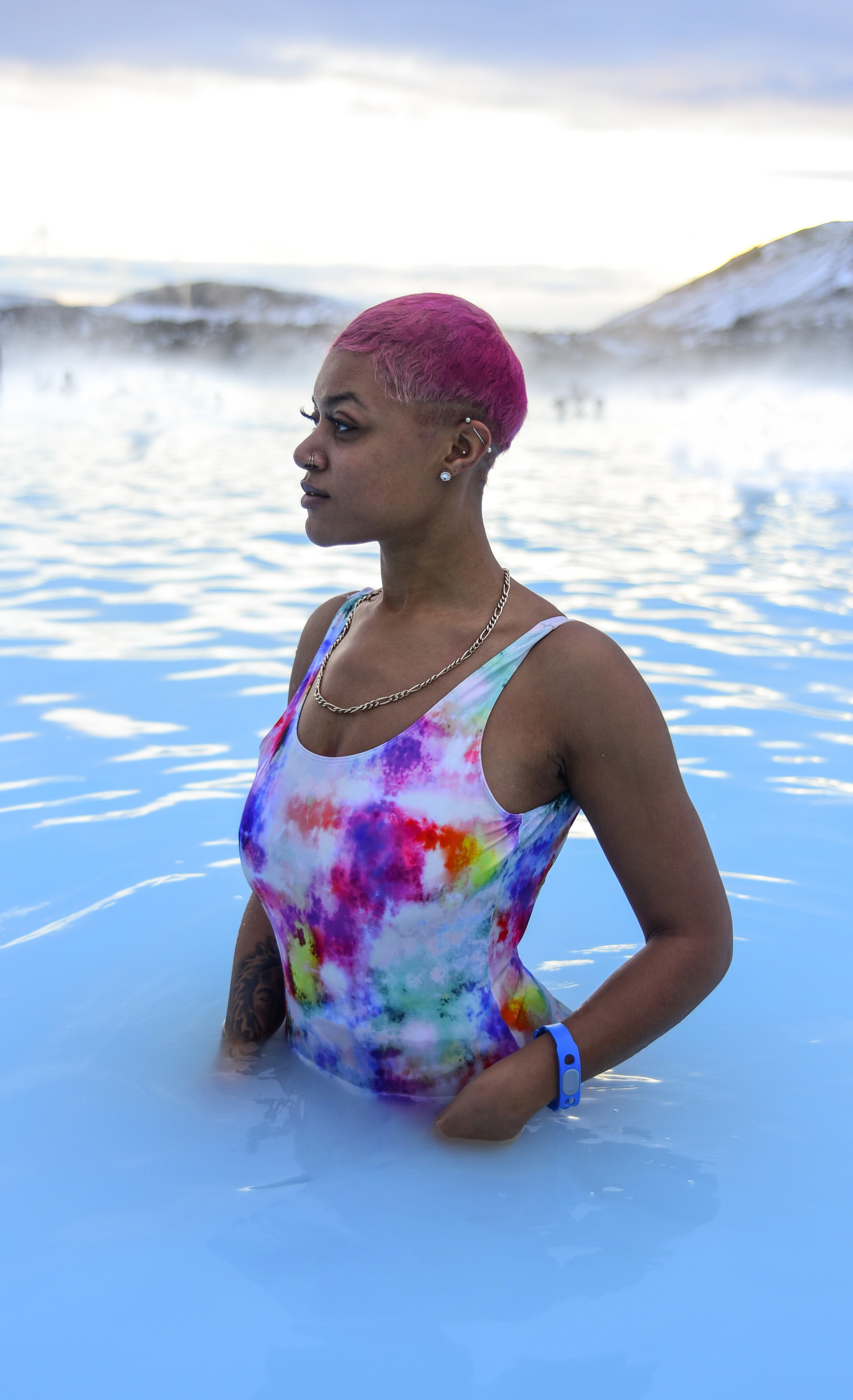 “P” in the Blue Lagoon, Iceland Dec. 2019.