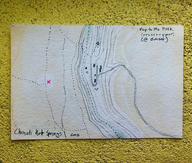 Map to the pink grasshopper. Best executed at sunset. #handdrawnmaps