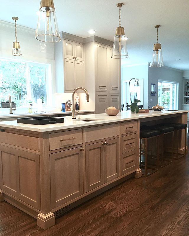 There’s plenty of room for breakfast on this 12 foot long quarter sawn white oak kitchen island we made.