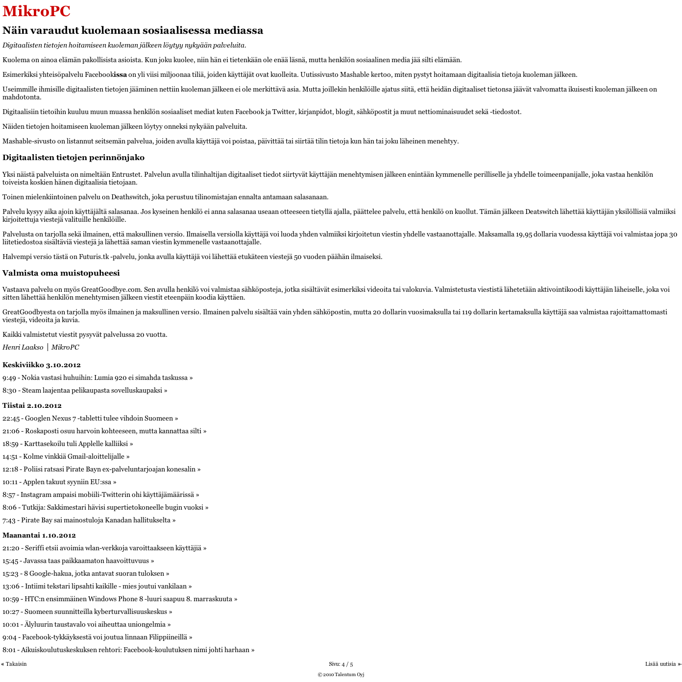 Näin varaudut kuolemaan sosiaalisessa mediassa -  Uutiset -  MikroPC.png