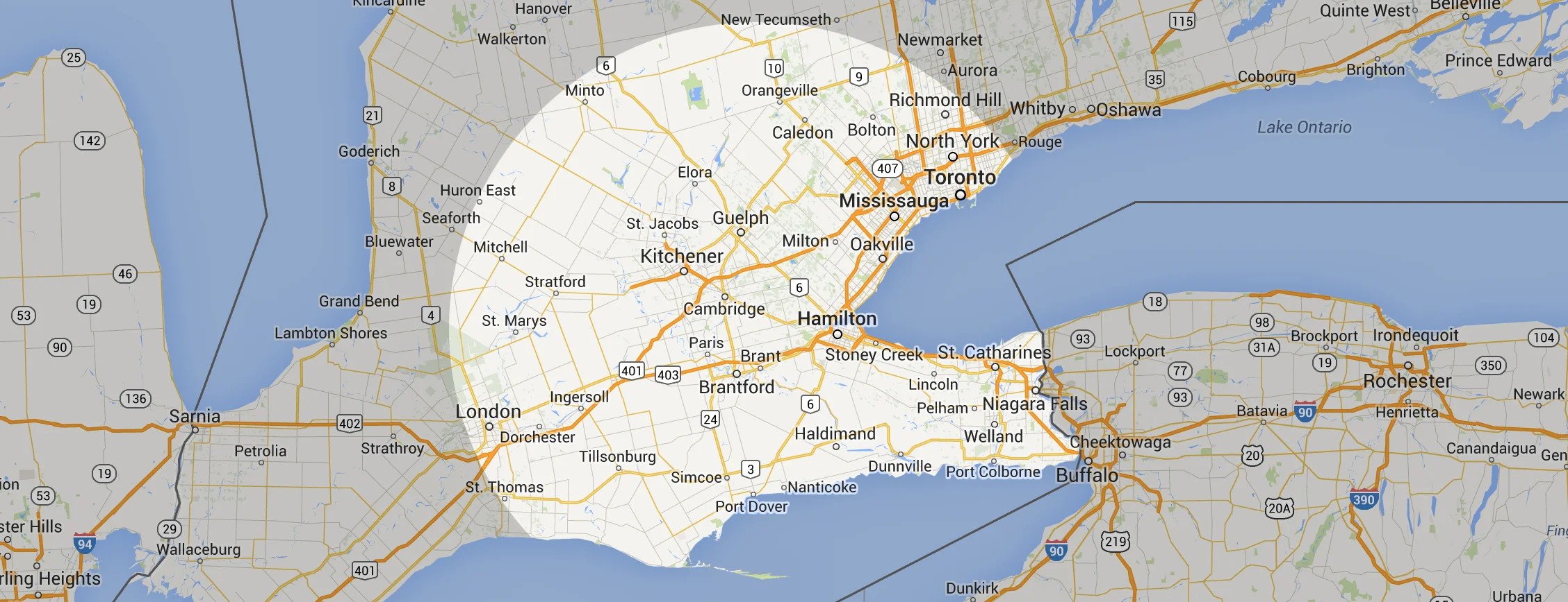 Additional fees may apply outside of the highlighted service area above.