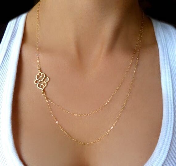 2015-simple-Gold-chain-Necklace-round-brads-pendant-Delicat-mutilayer-layer-arrow-design-pendant-charm-necklace.jpg