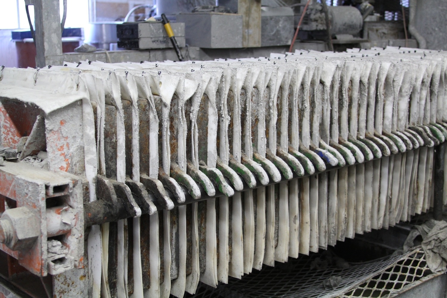   The Sausalito factory has been around since 1958 — something that's hard to believe considering how modern the factory appears. Here, stacks of clay are being aged as it makes it more plastic (read: stronger) in consistency.  