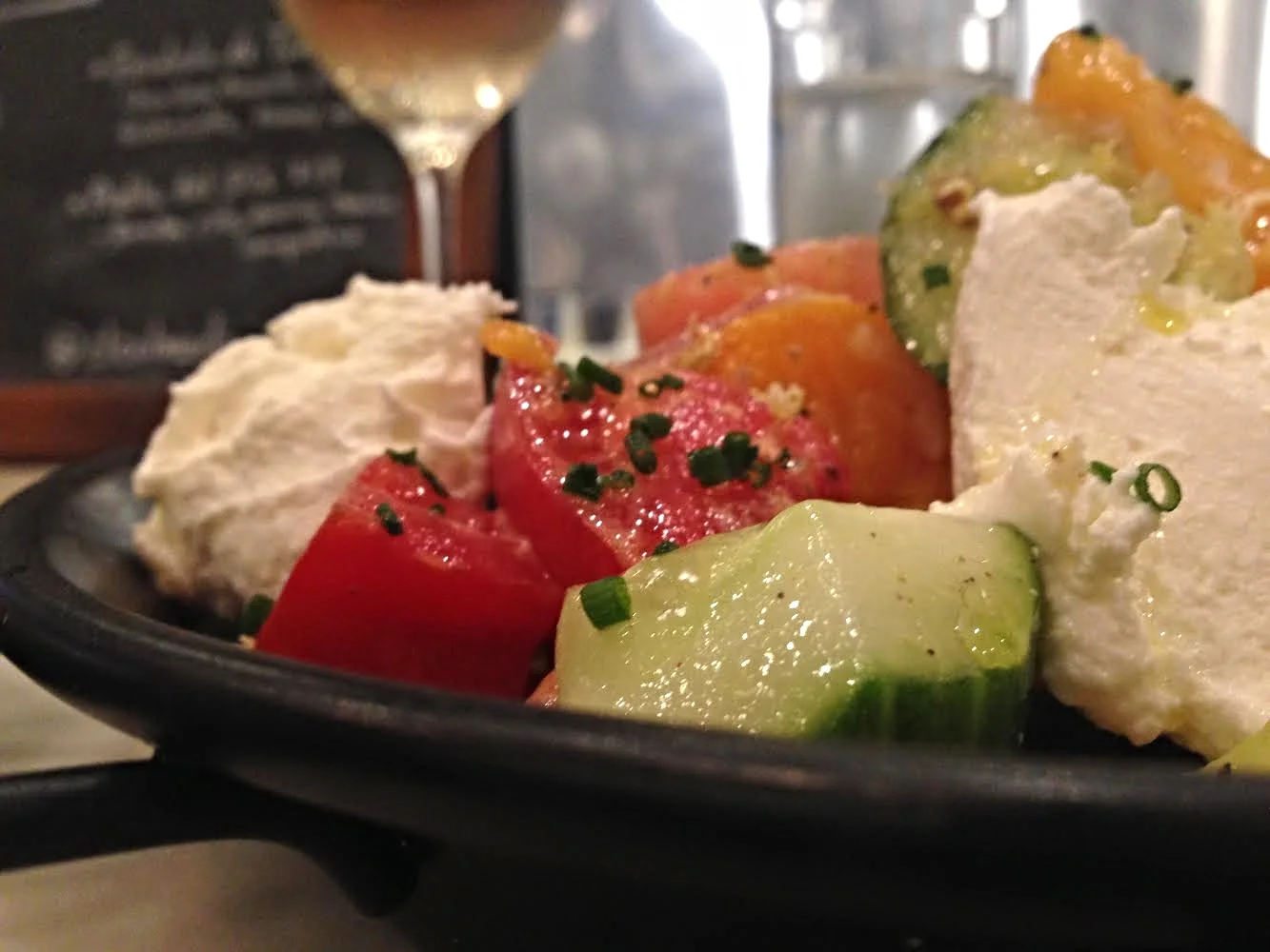 "Salad Special of the Day": Heirloom Tomato, Cucumber, Watermelon Burrata