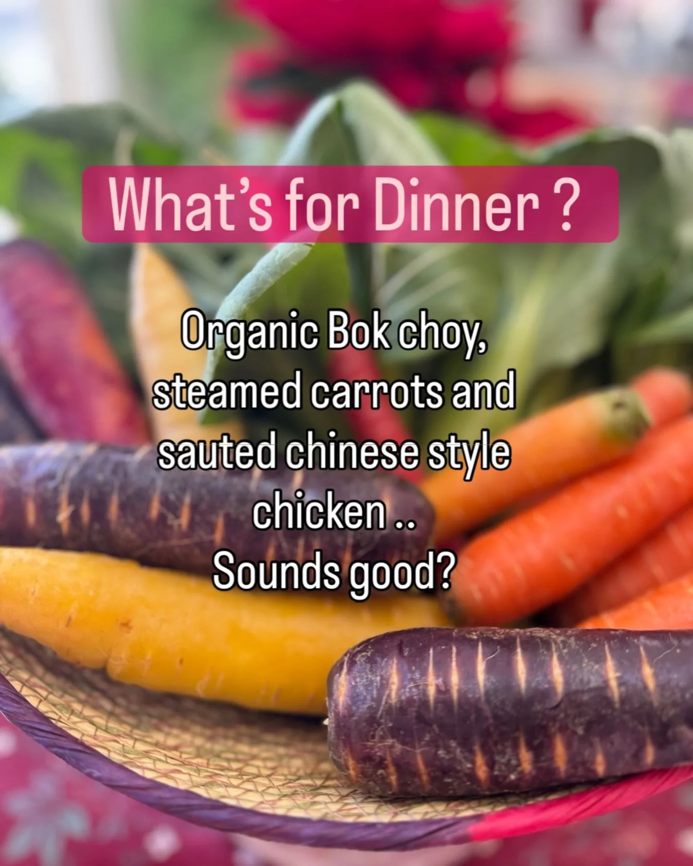 My family dinner menu is based on what is available locally and seasonally..
I just received these gorgeous rainbow carrots and Bok Choy , decided to make this quick saut&eacute; in the Wok. Weeknight meal , healthy and yummy ..