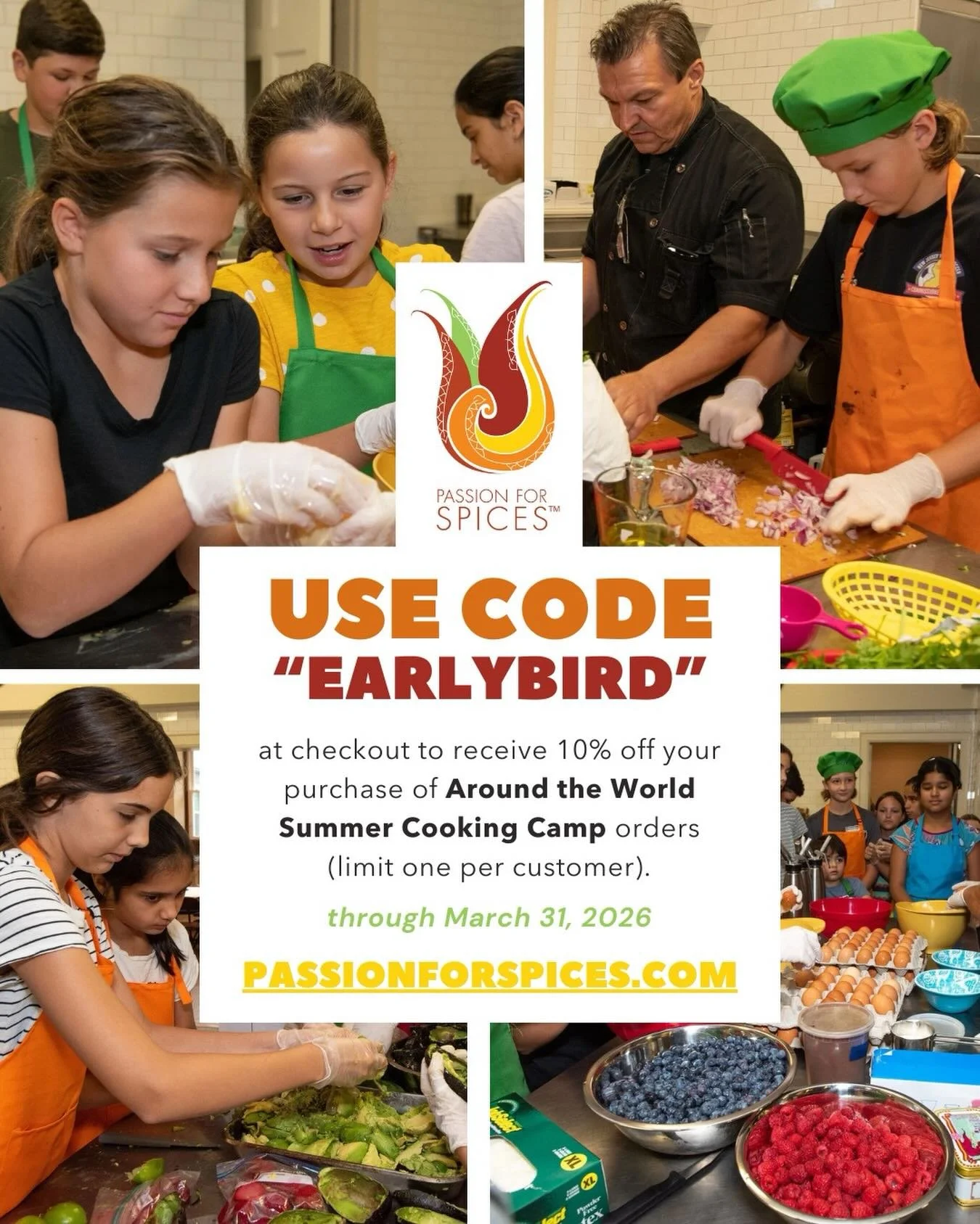 @passionforspices Please register for our annual Summer Camp and take advantage of the early bird discount