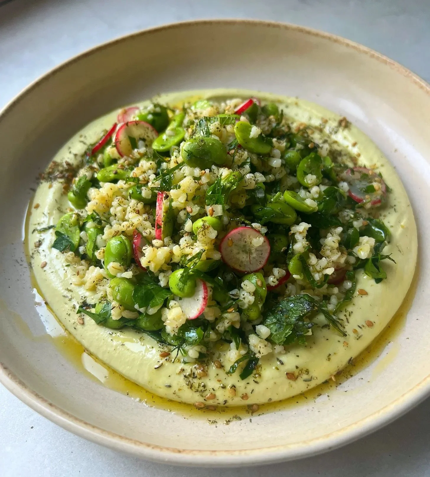 Bulgur Wheat Salad with Broad Beans and Radishes