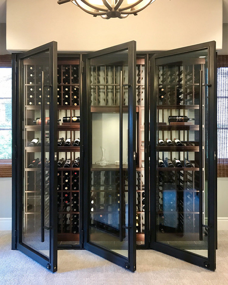 Wine room doors with glass