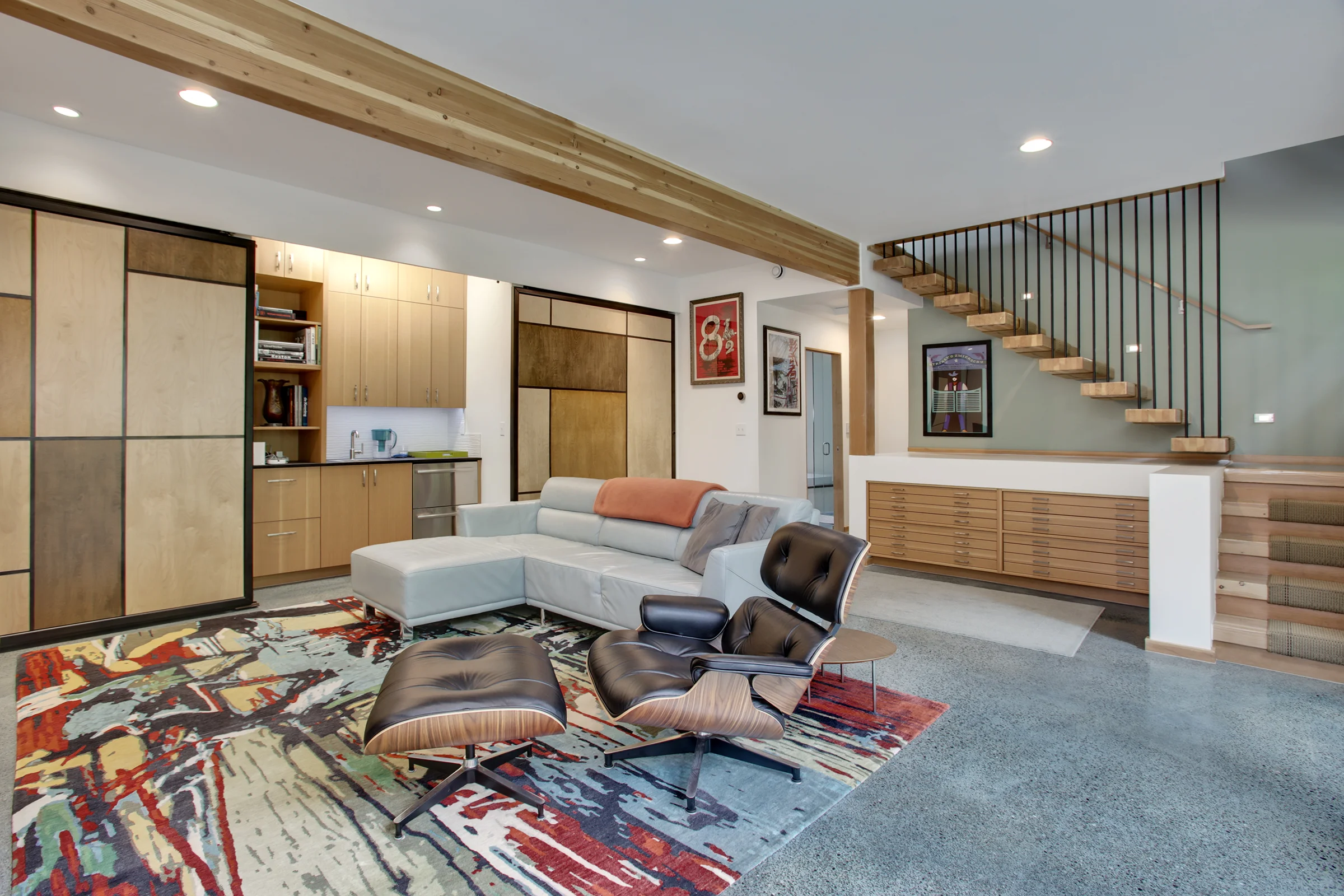  One being the mechanical room for the house, the second being the laundry area and the third being a wet bar. 