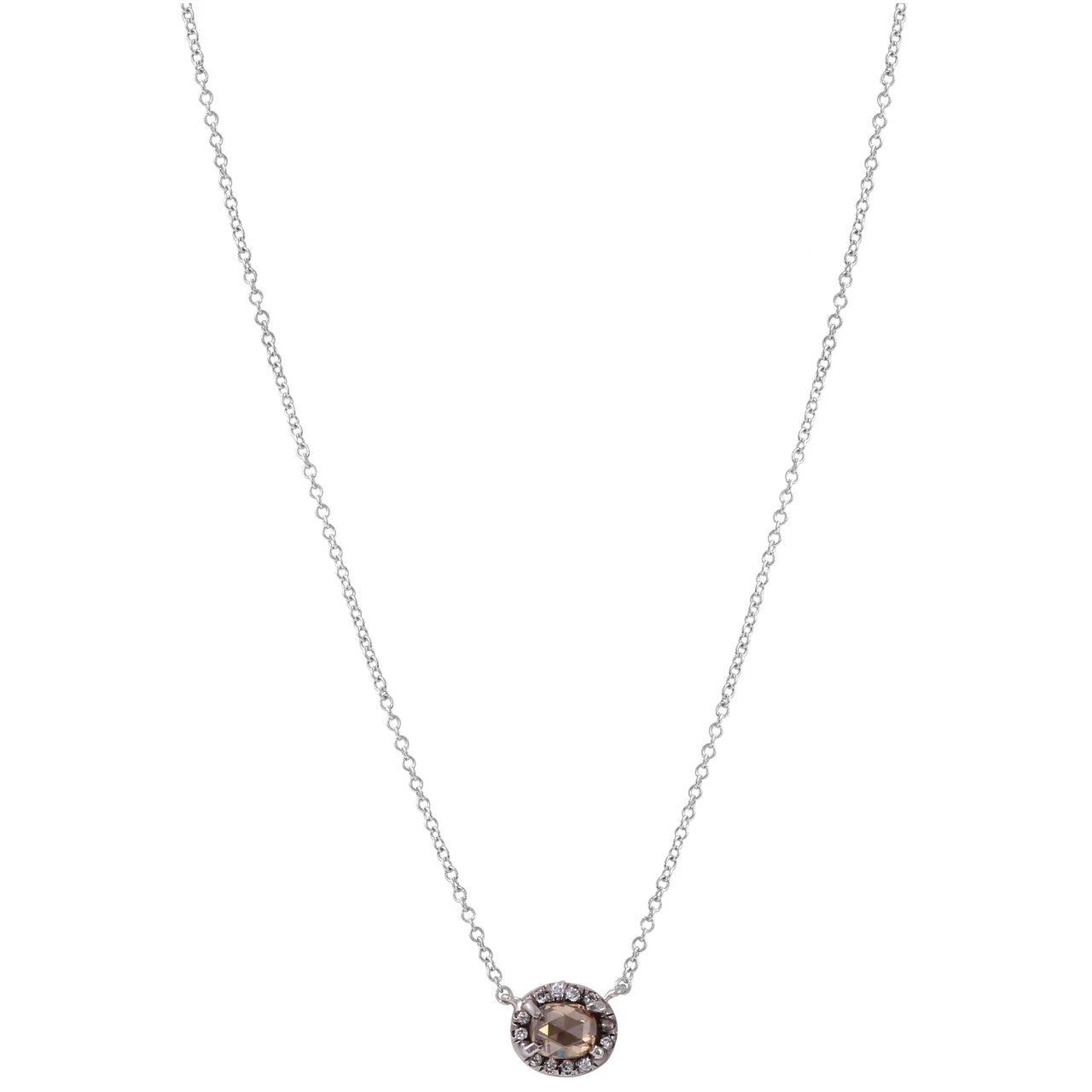 oval rose cut cognac diamond necklace