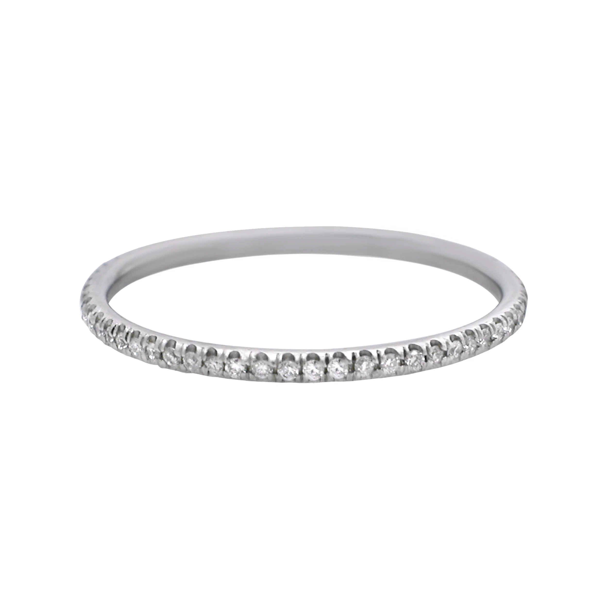 platinum white diamond pave thread band 
