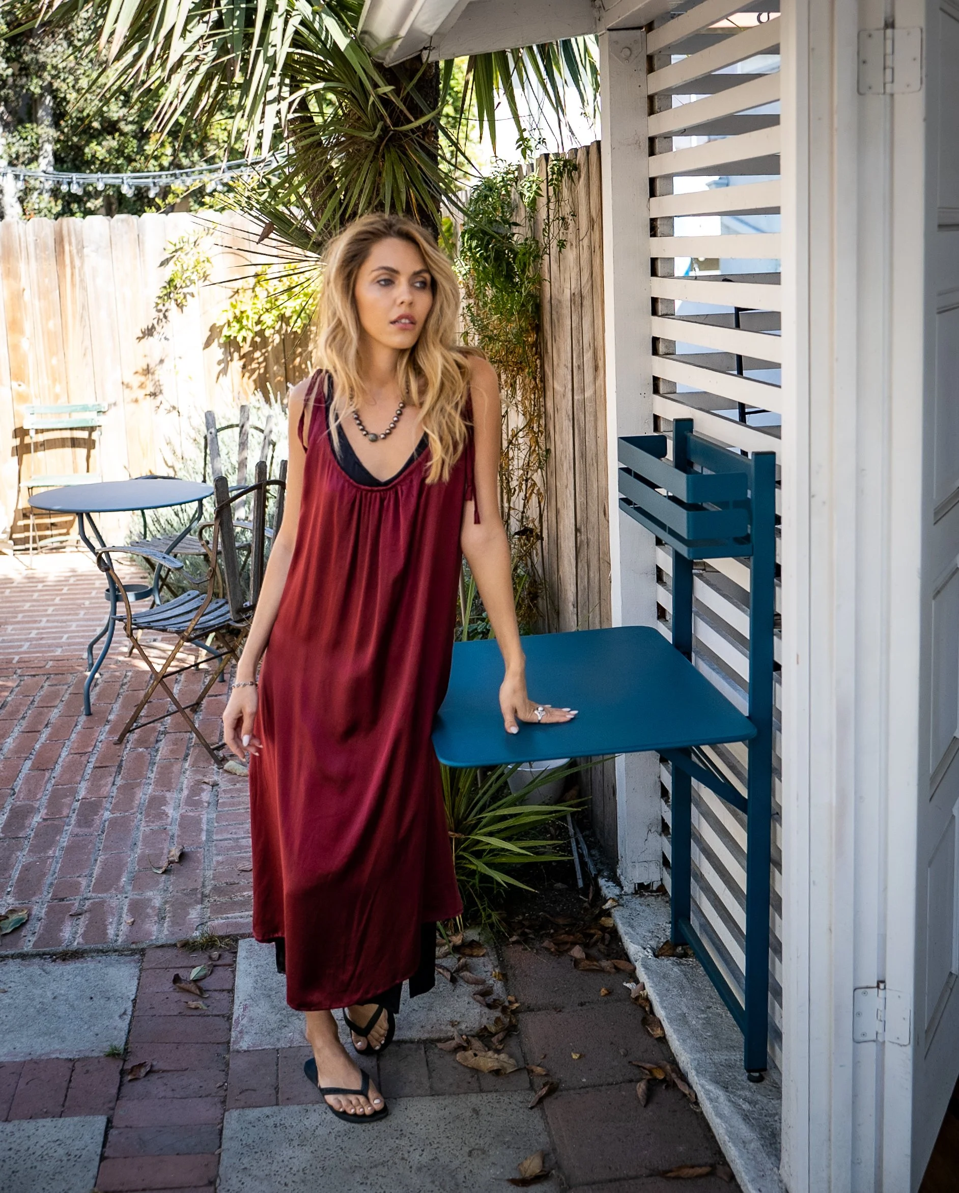 chinese dress ladies ECB Exclusive: Between The Lines Maxi Dress, Burgundy Medium main image 0