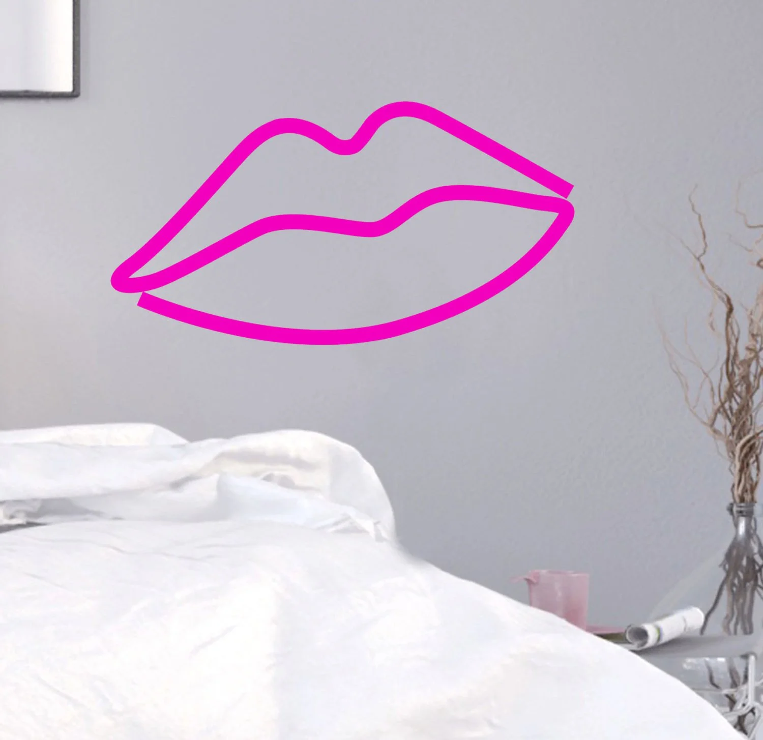 neon lips wall art
