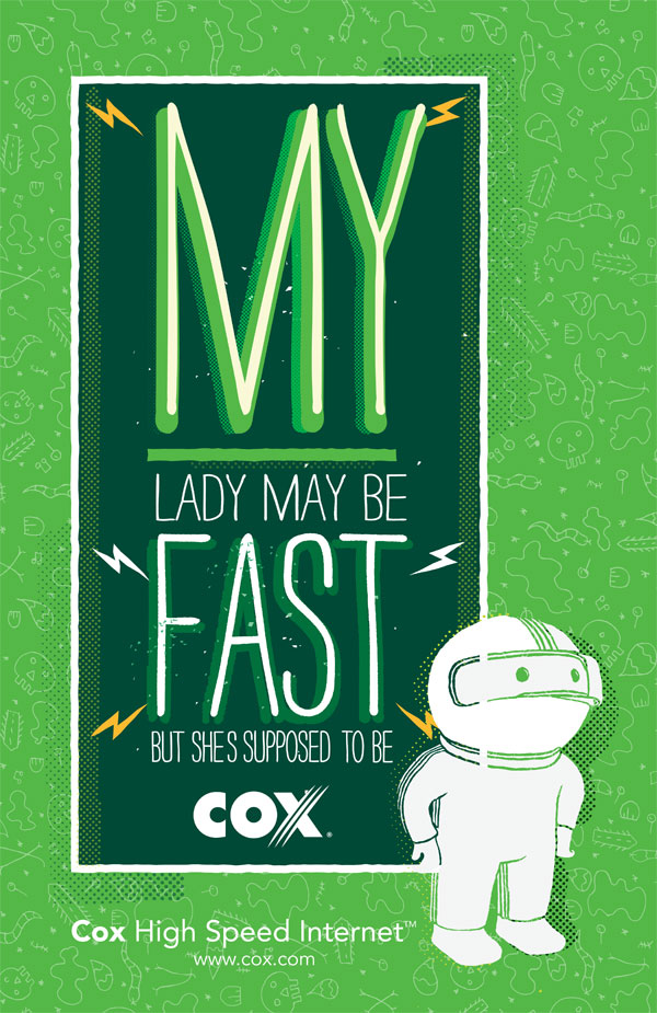 Six unique posters for COX Communications. These were hung up throughout House of Blues venues. All were stolen.