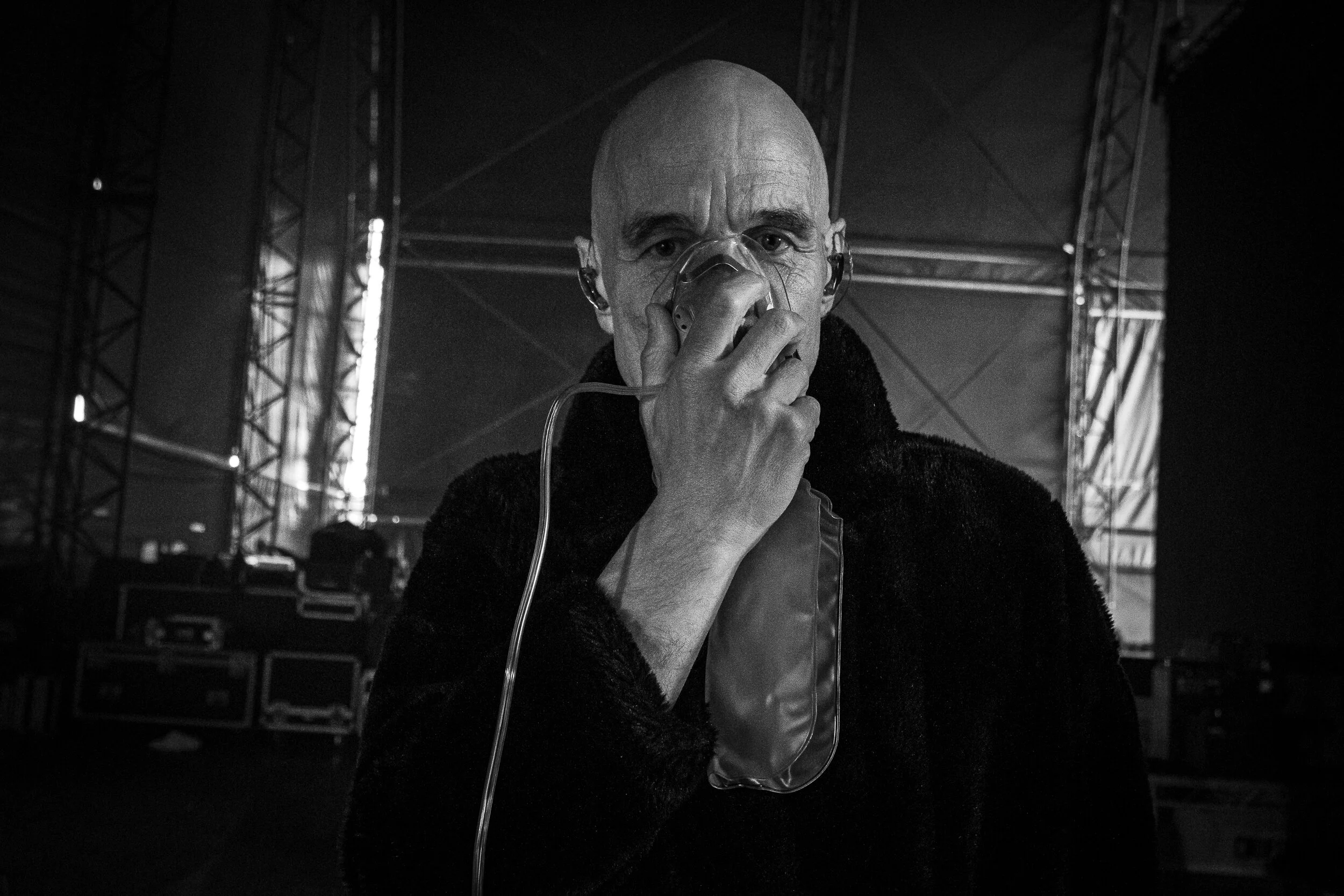 Images of Tim Booth of James back stage , tour photographer trust a foxon tour.