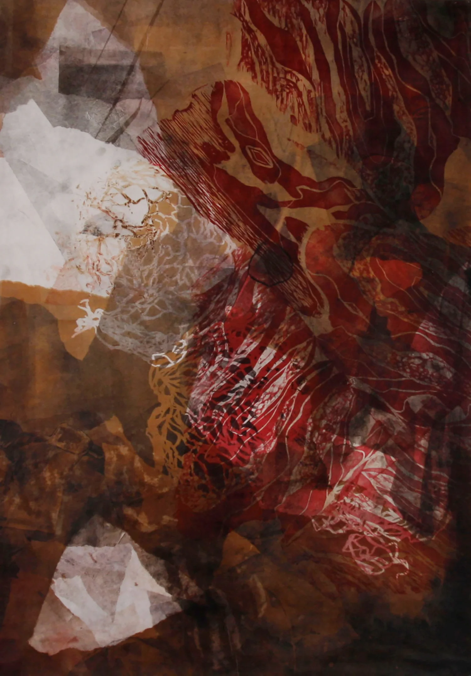 Red Cave Woodcut on paper, 39x27”, 2013