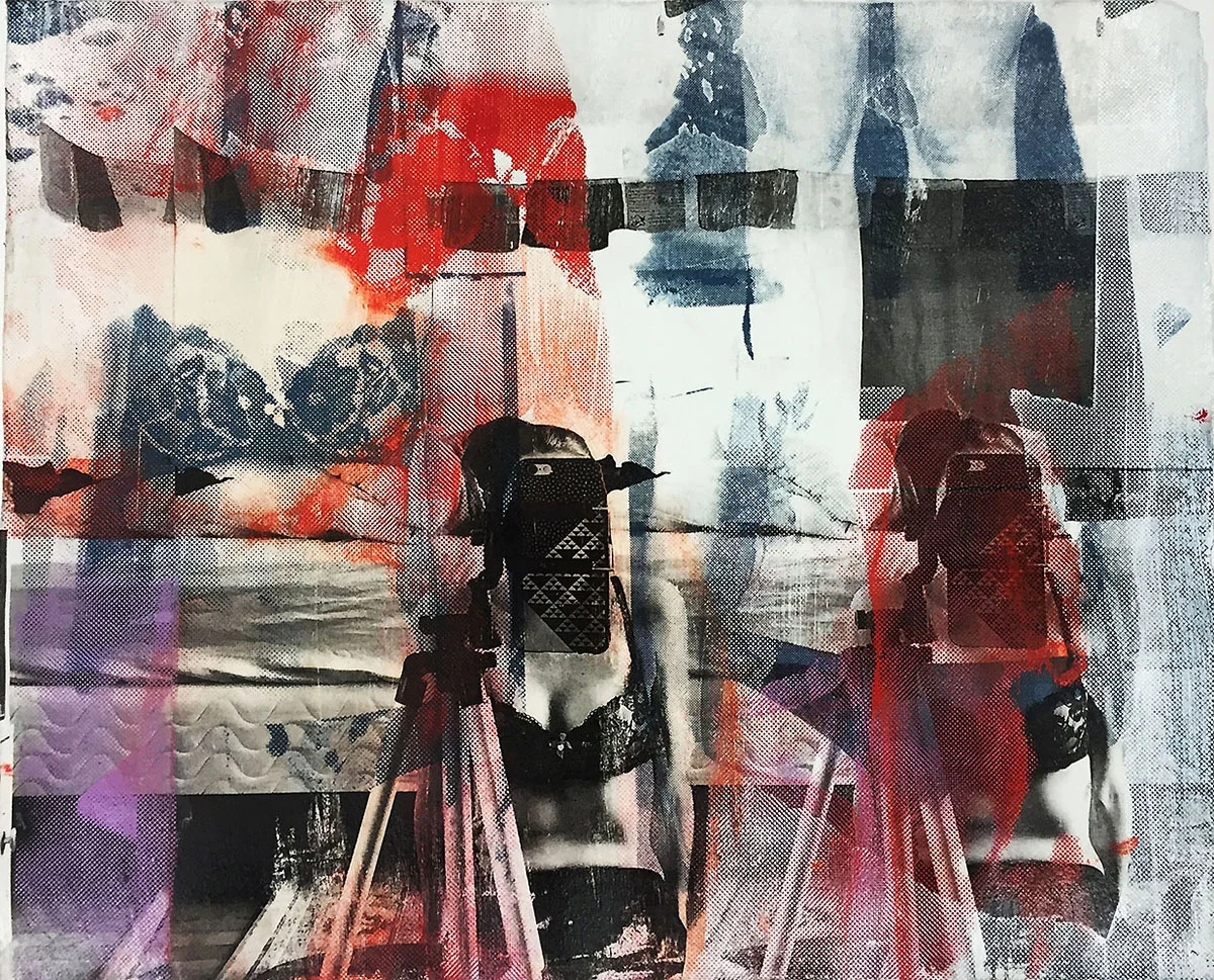 Fantasy Bed Screenprint & Collage , 15x18", 2016