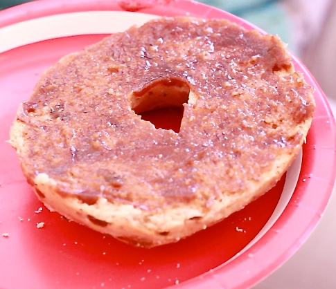 Spread over a Cinnamon Raison Bagel for a delicious treat!